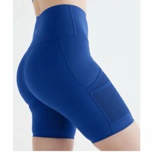 Knix Electric Blue High-Waist Athletic Biker Shorts with Side Pocket